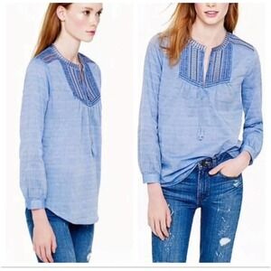 J. Crew Bib Peasant Popover embroidered top women’s size 4